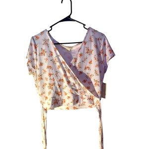 White floral crossover croptop